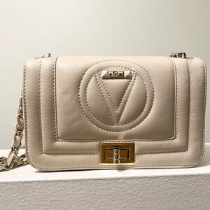 Mario Valentino Beige Bag with Gold Accents